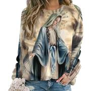 keephenDE Sweatshirt Vierge Marie Imprimé 3D Femme Y2K Streetwear Oversized Pullover Vêtements Femme
