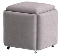 KeephenEU 5 en 1 Ensemble de Pouf Ottoman Multifonctionnel pour Le Salon et la Chambre à Coucher Tabouret de Maquillage empilable avec roulettes pivotantes et Chaise de Cube de Repos et Tabouret de