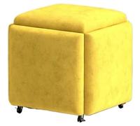 KeephenEU 5 sur 1 Ensemble de Pouf Ottoman Multifonctionnel pour la Chambre de Salon avec roulettes pivotantes et Conception de Nidification empilable Innovate