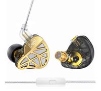 keephifi CCZ MC04 Écouteurs Filaire, IEMs avec Fiche 3.5mm Anti-Enmêlement en OFC Argenté, in Ear Monitor Double Driver Hybride 10mm 1DD+1BA, Ecouteurs Gaming Latence Zéro pour Esport avec Micro
