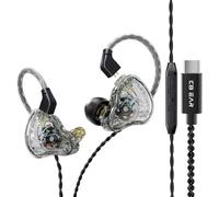 keephifi KBEAR KS1 USBC Intra-auriculaire Casque d'écoute Filaire de Type C amélioré in Ear Monitor avec Puce de décodage Audio DSP intégrée pour chanteurs audiophiles (Transparent, usbc avec Micro)