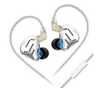 keephifi KZ Zax in Ear Monitor Intra-auriculaire, 16 unités HiFi, réduction du Bruit, IEM Hybride, écouteurs en Alliage de Zinc avec câble de Mise à Niveau Amovible plaqué Argent(Argent,avec Micro)
