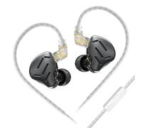 keephifi KZ Zax in Ear Monitor Intra-auriculaire, 16 unités HiFi, réduction du Bruit, IEM Hybride, écouteurs en Alliage de Zinc avec câble de Mise à Niveau Amovible plaqué Argent（Noir，avec Micro）
