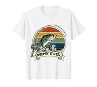 Keepin It Moulinet de pêche à Grande Bouche pour Papa, Grand-père rétro T-Shirt Graphique avec Valeur, Homme, Blanc, S