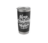 Keeping Climbing Higher Inspirational Motivation Typography Gobelet isotherme en acier inoxydable double paroi
