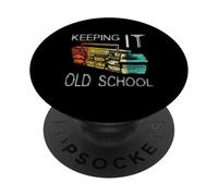 Keeping It Old School - Retro Boombox 80s 90s Hip Hop Music PopSockets PopGrip Adhésif