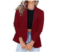 Keepink Blazer décontracté pour femme - Solide - Coupe ajustée - Vêtement d'extérieur froncé à manches longues - Veste de costume pour le travail, le bureau - Cardigan pour femme avec poches à boutons