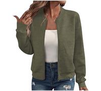 Keepink Blouson bomber décontracté à col montant et fermeture éclair intégrale pour femme - Veste légère matelassée à manches longues - Haut habillé - Tendance d'automne - Cardigan court - Vêtements