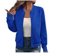 Keepink Blouson bomber décontracté à col montant et fermeture éclair intégrale pour femme - Veste légère matelassée à manches longues - Haut habillé - Tendance d'automne - Cardigan court - Vêtements