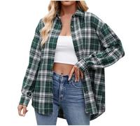 Keepink Chemises à imprimé écossais classique à manches longues pour femme - Chemisier surdimensionné à manches longues avec poches en flanelle - Veste à carreaux - Chemises décontractées - Vêtements