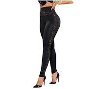 Keepink Legging de sport pour femme - Pantalon de yoga extensible - Taille haute - Noir - Pantalon d'entraînement - Coutures en dentelle - Grande taille, 020 Noir, M