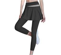 Keepink Legging pour femme avec jupe élastique souple taille haute pour entraînement, course à pied, pantalon actif pour gym, yoga, sport, tennis, vente au Royaume-Uni, 06 Noir, XXL