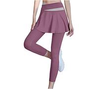 Keepink Legging pour femme avec jupe élastique souple taille haute pour entraînement, course à pied, pantalon actif pour gym, yoga, sport, tennis, vente au Royaume-Uni, 06 Violet, XL