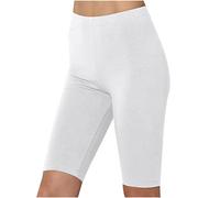Keepink Leggings pour femme UK Slim Gym Yoga Leggings Fitness Legging court Leggings de course Leggings Demi-pantalon tendance pour femme Leggings solides Actif Skid Pants Tight Sweatpants, 051 Blanc,