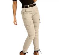 Keepink Pantalon cargo pour femme avec poches - Pantalon de combat moulant - Couleur unie - Pantalon sarouel boutonné - Legging long pour gym, course à pied, yoga, survêtement de sport, 032 Kaki, M