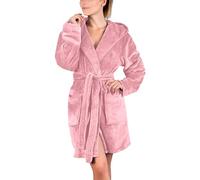 Keepink Peignoir de bain moelleux en flanelle polaire à capuche surdimensionné en peluche douce et chaude pour la détente, 1 x rose, 12