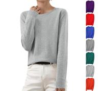 Keepink Pull à col rond et manches longues pour femme - Pull ample en coton tricoté - Chaud et léger - Tunique à capuche - Tenue d'automne et d'hiver, 03 gris foncé., 10