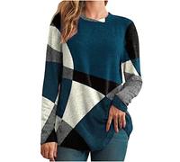Keepink Pull Femme Grande Taille 36/48 - Col Rond, Manches Longues, Flanelle Élégante - Tunique Sans Capuche - Automne/Hiver, 6 x Bleu Marine, 44