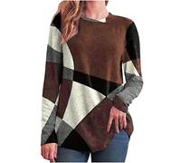 Keepink Pulls pour Femmes UK Grande Taille 8/20 Soldes Pull Décontracté Col Rond Manches Longues Sweater Flanelle Pullover Tunique Élégante Hauts Dames Sweatshirts Sans Capuche Automne Hiver Blouse
