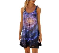 Keepink Robe d'été pour femme - Petite robe d'été tendance décontractée ample sans manches - Mini cache-maillot tunique - Robe de soleil courte pour les vacances, 2 x violet, M