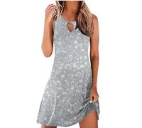 Keepink Robes Ete Femme 2024 DéContractéEs sans Manches Sexy Robe Tendance Imprimé Floral Débardeur Pull Robe Chemise De Plage Robe De Soleil Mini Robe Femme Chic Et Elegant