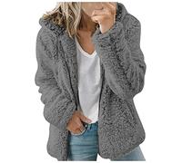 Keepink Veste à capuche en polaire doublée Sherpa avec fermeture éclair intégrale pour femme - Chaud et doux - Manteau à capuche ample en peluche - Pull à capuche pour femme, 2 et gris foncé, M