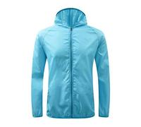 Keepink Veste de pluie légère et imperméable à capuche pour femme - Veste de course à pied légère et coupe-vent - Veste softshell pour le golf, le cyclisme, 067 Bleu ciel, 4XL