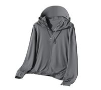 Keepink Vestes de protection solaire pour femme avec fermeture éclair intégrale à capuche UPF 50+ Protection solaire UV Vêtements légers rafraîchissants pour sortir, vêtements d'extérieur à manches