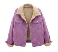 Keepink Vestes en polaire pour femmes en solde Veste en jean pour femmes boutonnée Parka en sherpa pelucheuse Peacoat pour l'extérieur Manteaux en jean épais et moelleux Tops d'hiver chauds Cardigans