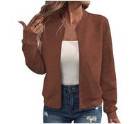Keepink Vestes pour femme - Veste matelassée légère unie à manches longues avec fermeture éclair - Manteaux tendance chauds et fins - Vêtements d'extérieur décontractés - Col montant - Hauts habillés