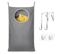 KEEPJOY Panier à linge suspendu avec 2 types de crochets différents, taille 50,8 x 76,2 cm, sac de rangement pour vêtements sales, couvertures et jouets (gris, 1 pièce)