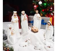 KEEPKAP Crèche de Noël pour intérieur - Peinte à la Main - Décoration de Vacances de 19 cm - 9 pièces