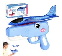 Keeplus Jouet Lance-Avions en Forme de Dinosaure pour Enfants, Jouets lanceurs d'avion, Mousse LED Planeur Avion catapulte, 2 Modes de vol, Outdoor Sports Jouets Volants pour Enfants (Bleu)