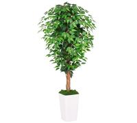 Keeplush Ficus Artificiel Plante de 150 cm avec 3 Troncs incurvés naturels, Fausse Artificiel réaliste avec Pot Blanc, Plante Artificiel Interieur pour décoration