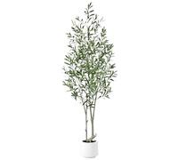 Keeplush Olivier Artificiel 210cm Haute en Pot Blanc, Arbre Artificiel Grande avec 1008 Feuilles et 72 Fruits, Plante Artificielle Interieur pour Salon, Chambre Décoration