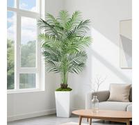 Keeplush Palmier Artificiel 210cm Haute Plante Artificielle Areca en Grande Jardinière Blanche Fausse Plante Interieur avec 18 Troncs Arbre Artificiel Salon Balcon Chambre Verte Déco