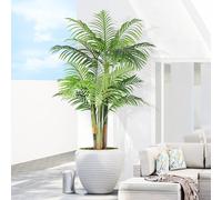 Keeplush Palmier Artificiel Triple Doré 150cm Haute, Palmier Artificiel Exterieur, Arbre Artificiel Exterieur ou Intérieur pour Maison Chambre Bureau Salon Balcon Jardin Décoration (1Pack)