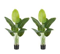 Keeplush Plante Artificielle Oiseau de Paradis 120 cm Haute, Grande Plante Artificielle Interieur, Bananier Artificiel avec 9 Feuilles, Arbre Artificiel Intérieur ou Extérieur Salon Bureau Jardin Dec