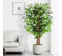 Keeplush Plantes Artificielles Ficus 120cm Haute avec Tronc en Bois Naturel, Arbre Artificiel avec 588 Feuilles, Artificielle Interieur pour Salon, Chambre Décoration