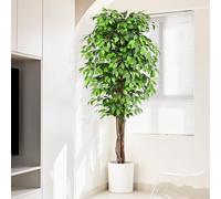 Keeplush Plantes Artificielles Ficus 210cm Haute avec Tronc en Bois Naturel, Arbre Artificiel avec 1760 Feuilles, Artificielle Interieur pour Salon, Chambre Décoration