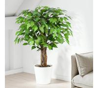 Keeplush Plantes Artificielles Ficus 90cm Haute avec Tronc en Bois Naturel, Arbre Artificiel avec 420 Feuilles, Artificielle Interieur pour Salon, Chambre Décoration