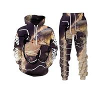 keepmore Automne Hiver Hommes Carpe Pêche Imprimé en 3D Ensemble pantalon à capuche Harajuku Survêtement Outdoor Vêtements de sport Unisexe Sweat à capuche + Pantalon de survêtement Suit