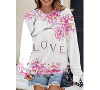 keepmore Chemises Mignonnes pour Femmes avec cœur d'amour Chemise décontractée Sweat léger de la Saint-Valentin Haut à Manches Longues