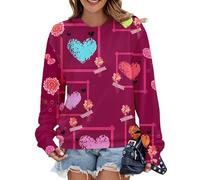 keepmore Chemises Mignonnes pour Femmes avec cœur d'amour Chemise décontractée Sweat léger de la Saint-Valentin Haut à Manches Longues