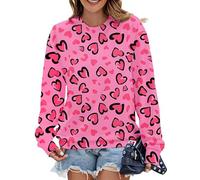 keepmore Chemises Mignonnes pour Femmes avec cœur d'amour Chemise décontractée Sweat léger de la Saint-Valentin Haut à Manches Longues