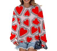 keepmore Chemises Mignonnes pour Femmes avec cœur d'amour Chemise décontractée Sweat léger de la Saint-Valentin Haut à Manches Longues