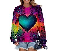 keepmore Chemises Mignonnes pour Femmes avec cœur d'amour Chemise décontractée Sweat léger de la Saint-Valentin Haut à Manches Longues