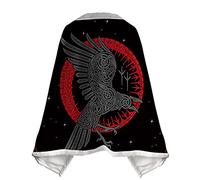 keepmore Couverture de Jet Portable en Flanelle Anti-Boulochage pour Enfants Adultes Impression de Tatouage Animal Viking Flanelle Chaude Polyvalente Couverture châle Poncho pour canapé