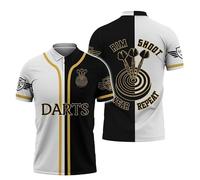 keepmore Drôle 3D Dart Imprimer Polo Homme Casual Revers Pull Tops Patte De Boutonnage Jeu de Fléchettes Tonnerre Éclair Graphique Golf Porter T-Shirt