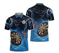 keepmore Drôle 3D Dart Imprimer Polo Homme Casual Revers Pull Tops Patte De Boutonnage Jeu de Fléchettes Tonnerre Éclair Graphique Golf Porter T-Shirt
